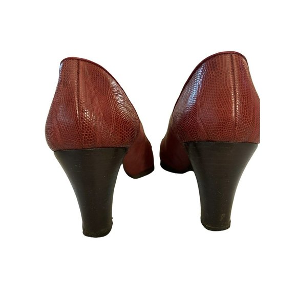 Fratelli Rossetti Women's Italian Red Leather Heels Size 39 Classic Style - Picture 3 of 8